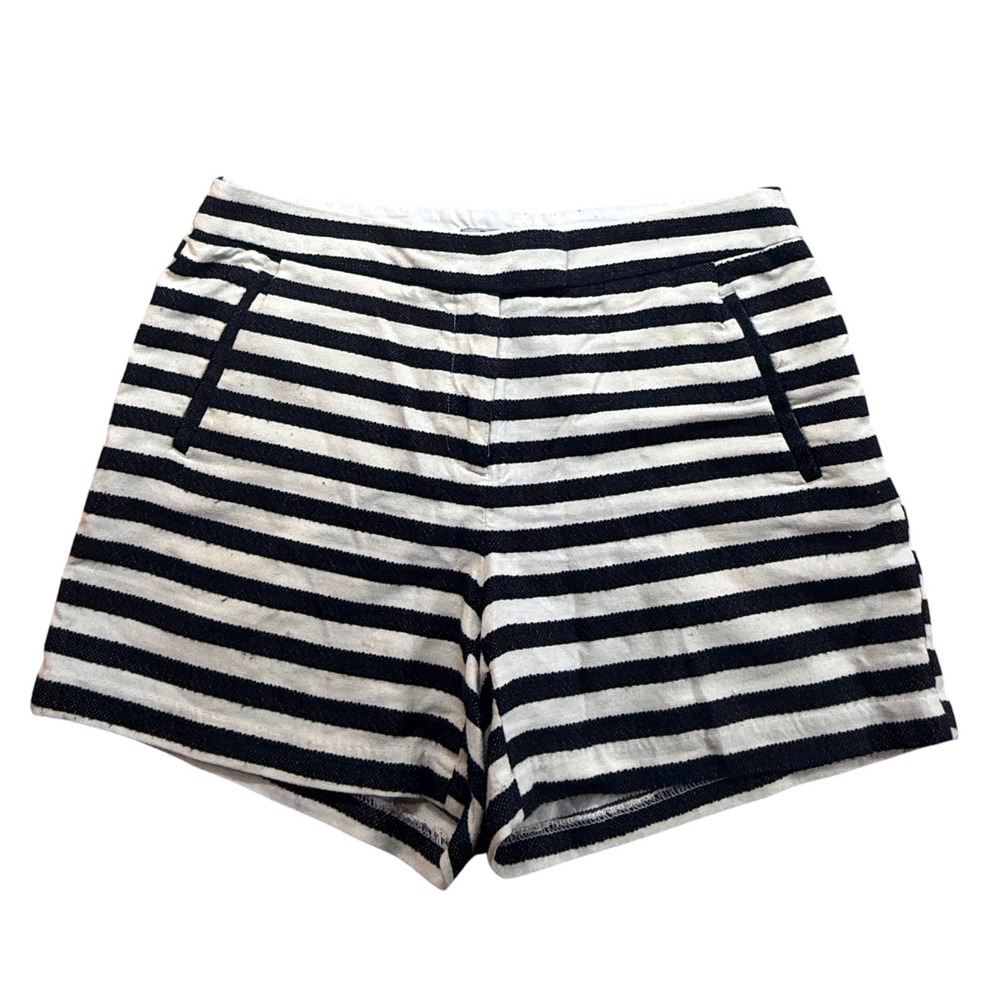 Dalia Women Black White Striped Textured Shorts Size 8 Nautical Summer Pockets